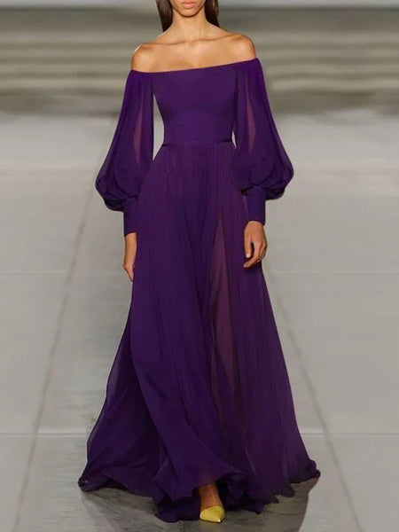 Sexy Strapless Tube Top Solid Color Lantern Sleeve Chiffon Dress – DingJi  WeddingDress