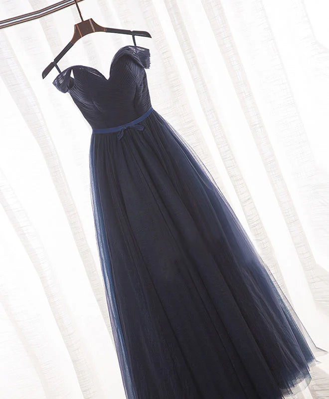 A Line Tulle Long Prom Dress Evening Dress
