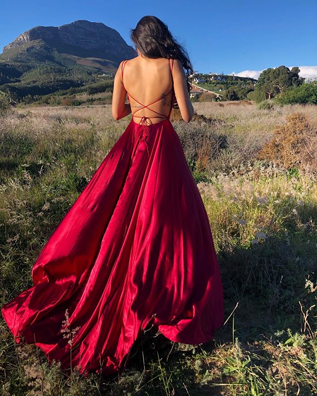 Sexy Spaghetti Straps Red Prom Dress