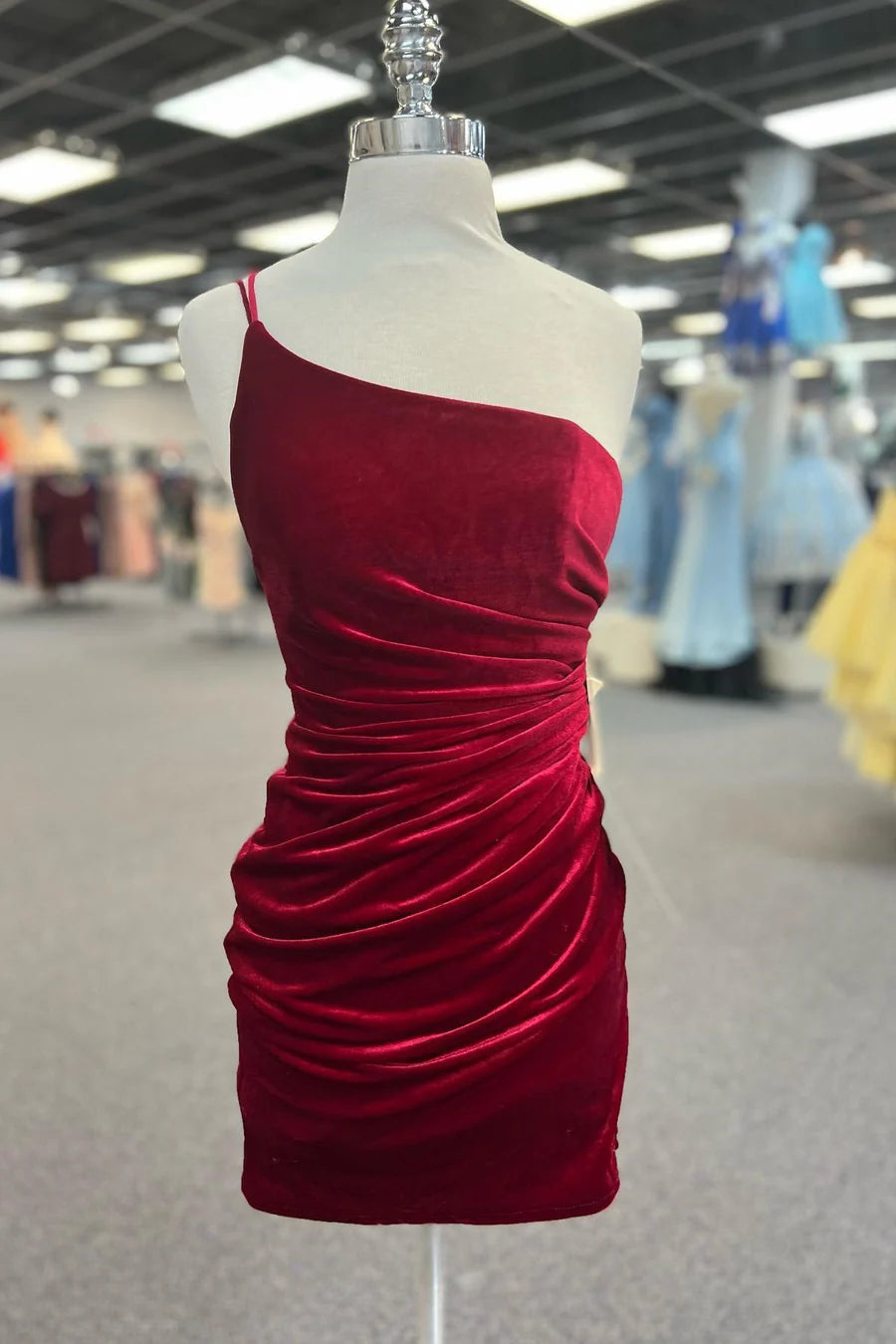 One-Shoulder Ruched Homecoming Dress