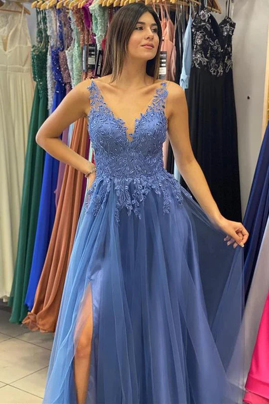 Tulle Lace Appliqués A-Line Prom Gown