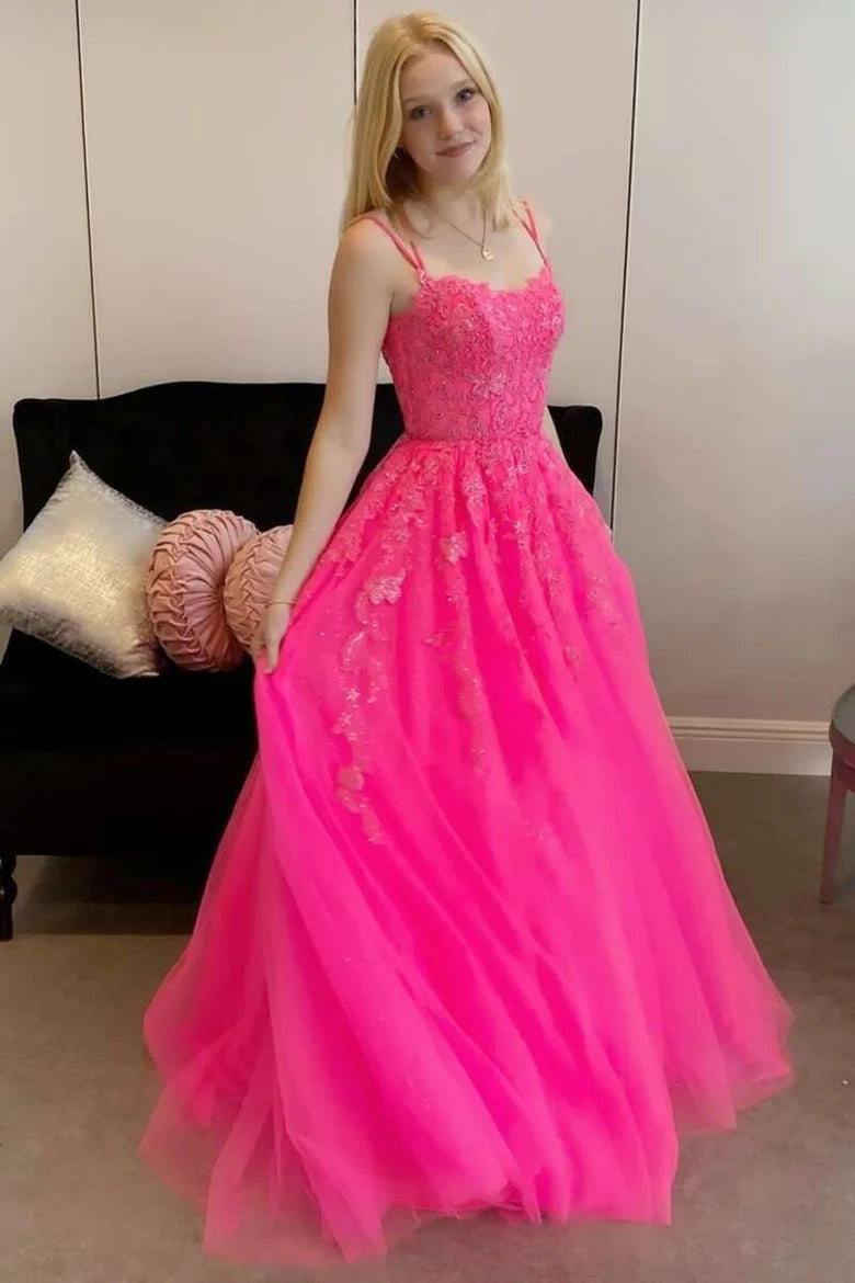 Princess Appliqués Backless Long Prom Gown