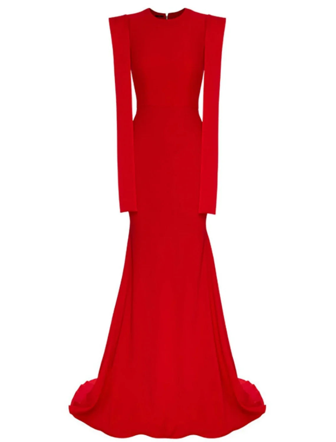 DingjiMermaid / Trumpet Evening Gown Elegant Christmas Red Green Dress Dress Formal Sweep / Brush Train Sleeveless Jewel Neck Stretch Fabric with Pleats