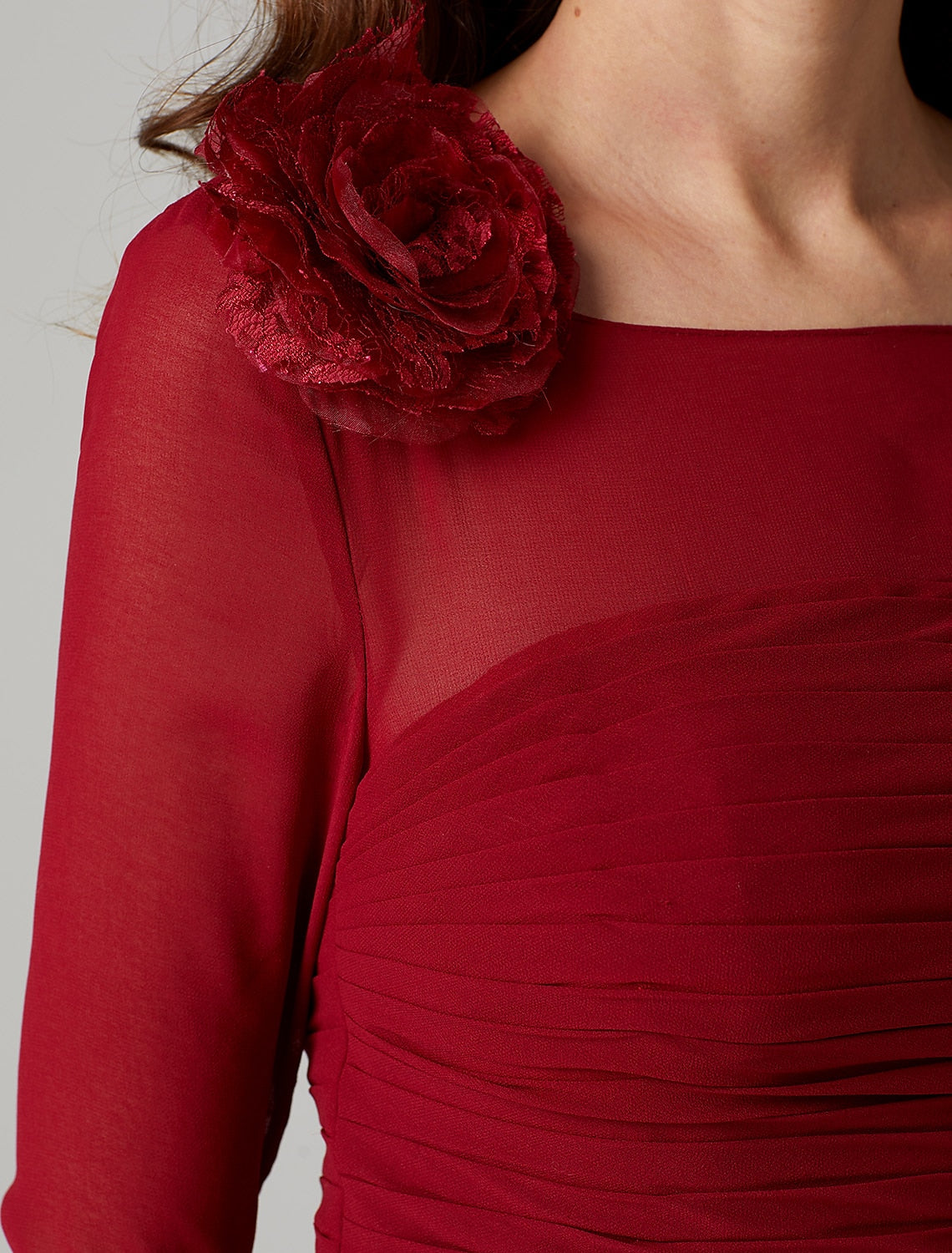 Sheath / Column Keyhole Dress Holiday Wedding Guest Floor Length 3/4 Length Sleeve Bateau Neck Charmeuse with Ruched Flower