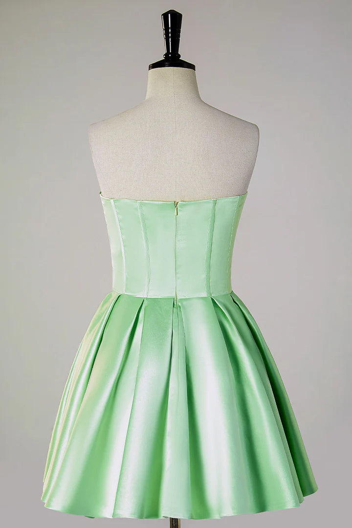 A-Line Strapless Sheer Corset Homecoming Dress with