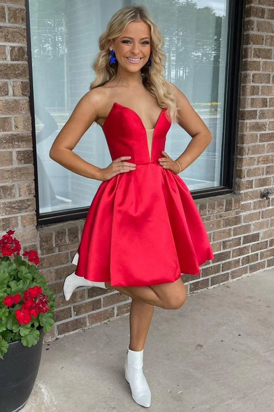 Strapless A-Line Short Homecoming Dress