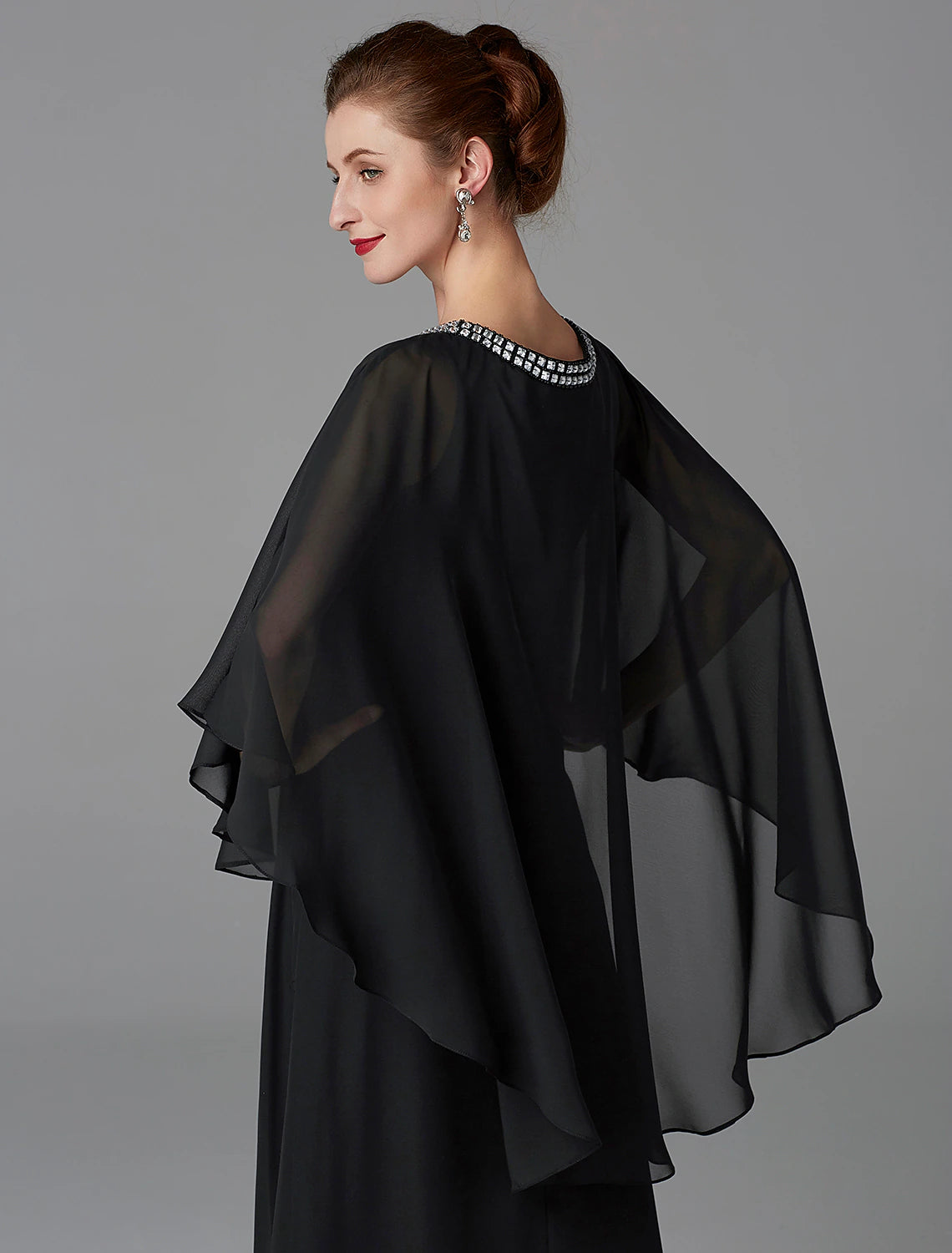 A-Line Mother of the Bride Dress Wedding Guest Plus Size Elegant Jewel Neck Floor Length Chiffon Sleeveless with Beading 2023