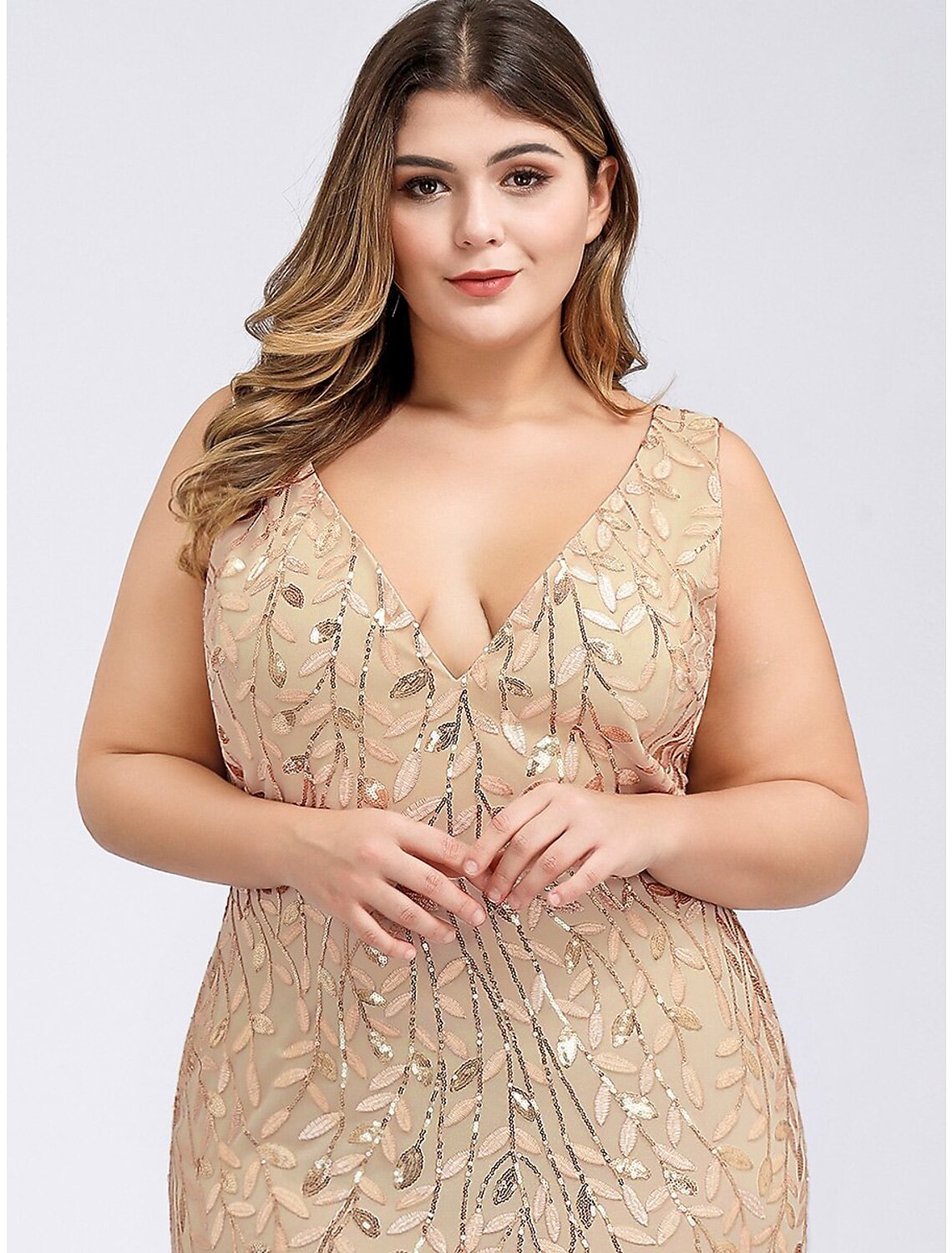 Mermaid / Trumpet Plus Size Sexy Prom Formal Evening Dress V Neck Sleeveless Floor Length Tulle with Appliques