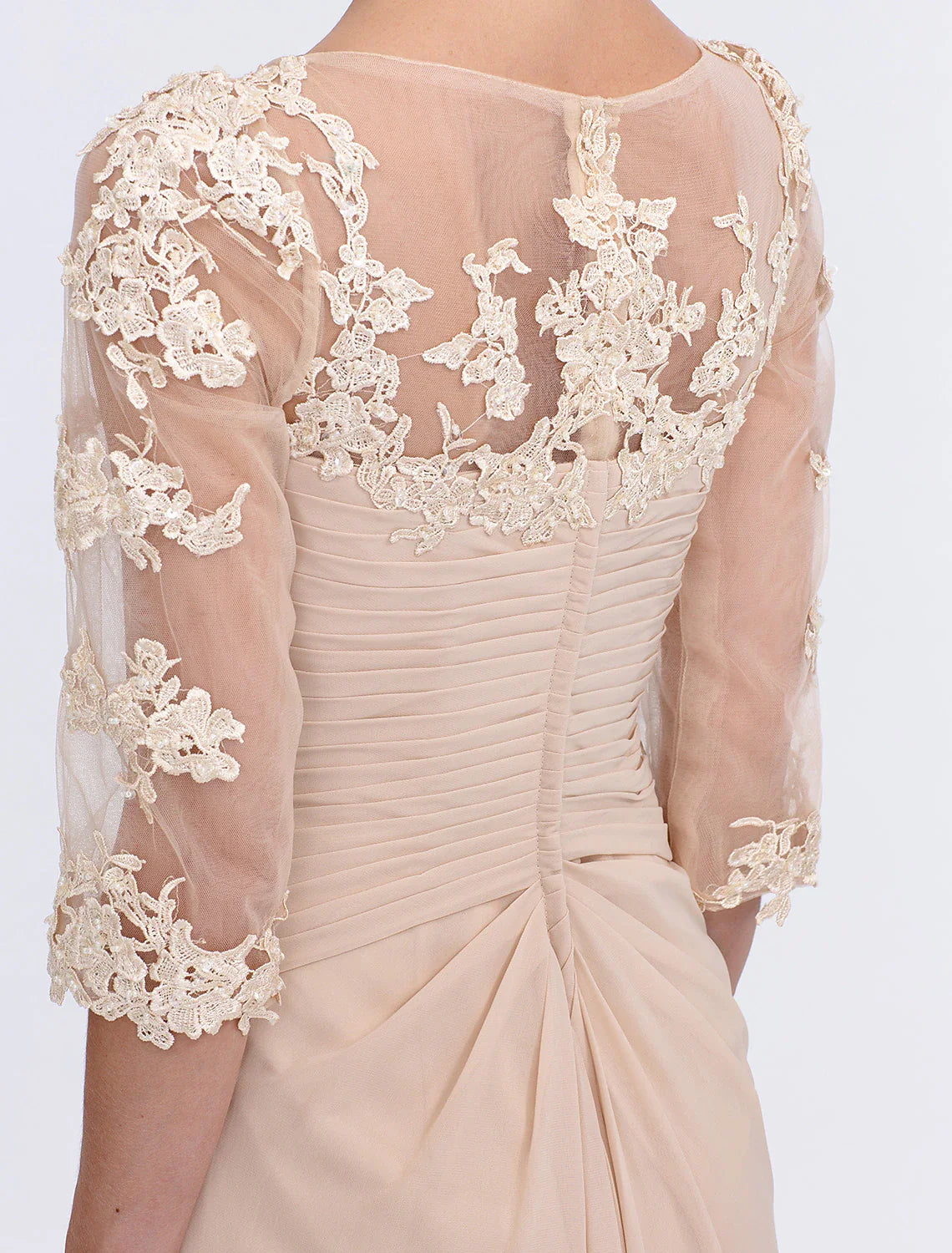 DingjiA-Line Mother of the Bride Dress Fall Wedding Guest Dresses Plus Size Elegant See Through V Neck Floor Length Chiffon Half Sleeve with Appliques Side Draping