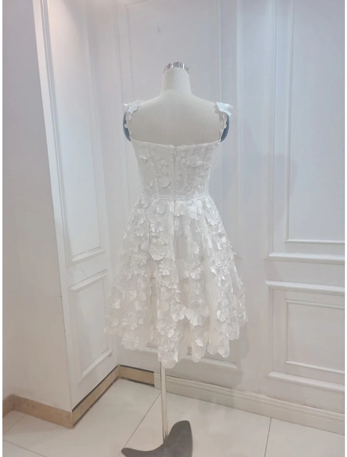 DingjiA-Line Cocktail Dresses Floral Dress Summer Short / Mini Sleeveless Spaghetti Strap Tulle with Appliques