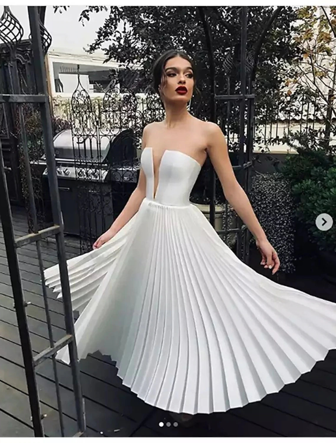 Reception Little White Dresses Wedding Dresses A-Line Sweetheart Strapless Ankle Length Lace Bridal Gowns With Pleats Solid Color 2023 Summer Wedding Party