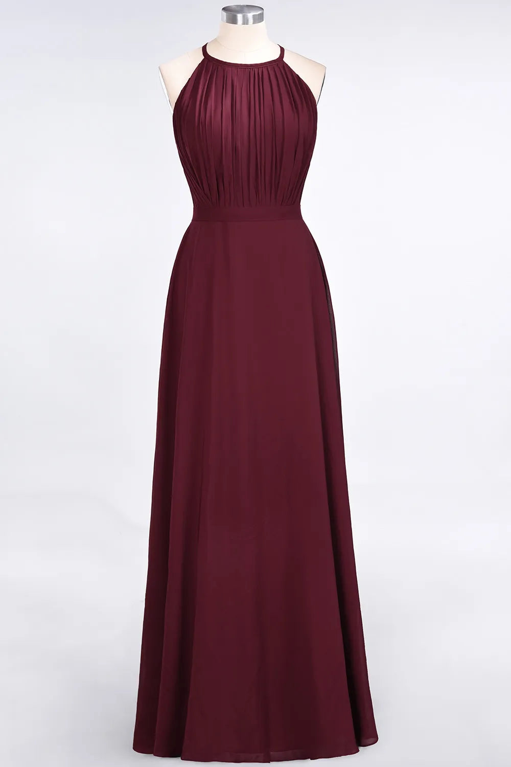 A-Line Chiffon Sleeveless Floor-Length Bridesmaid Dress with Ruffles
