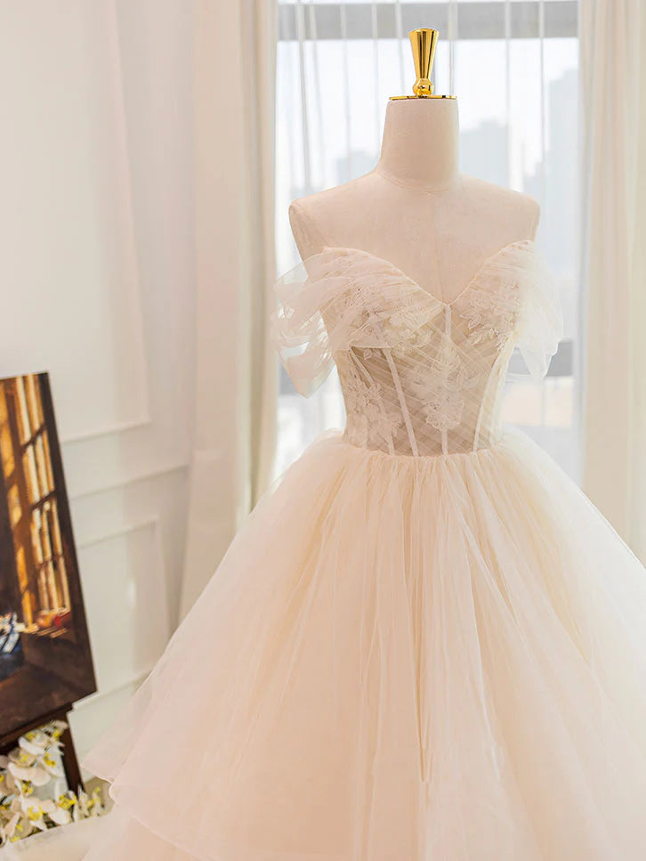 Tulle Lace Long Wedding Dress Lace Tulle Wedding Gown