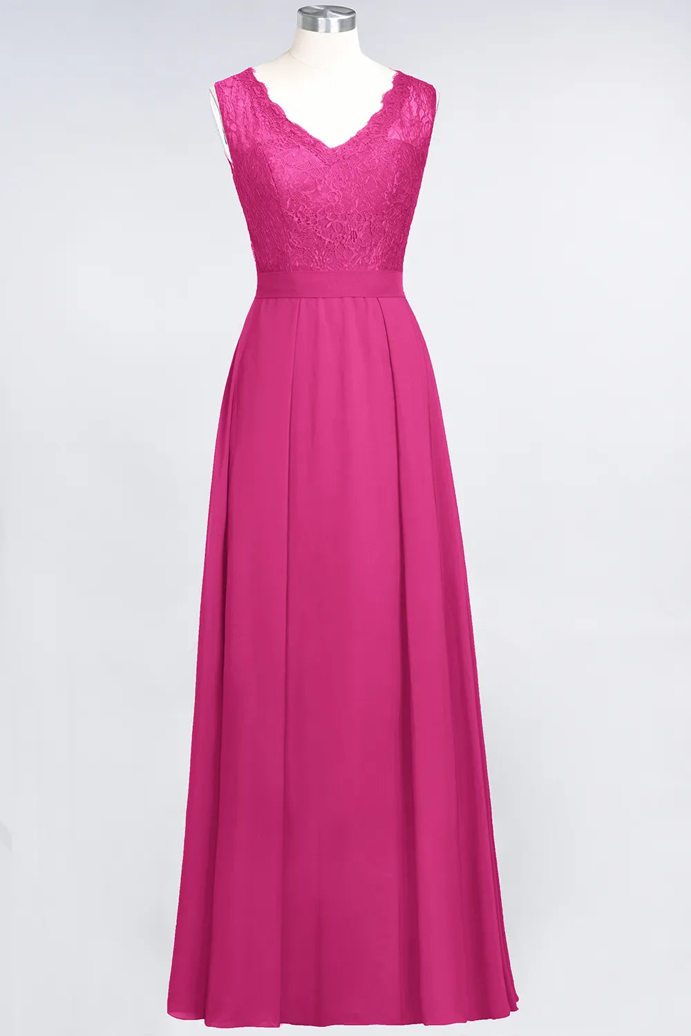 A-Line V-Neck Sleeveless Floor-Length Chiffon Bridesmaid Dress
