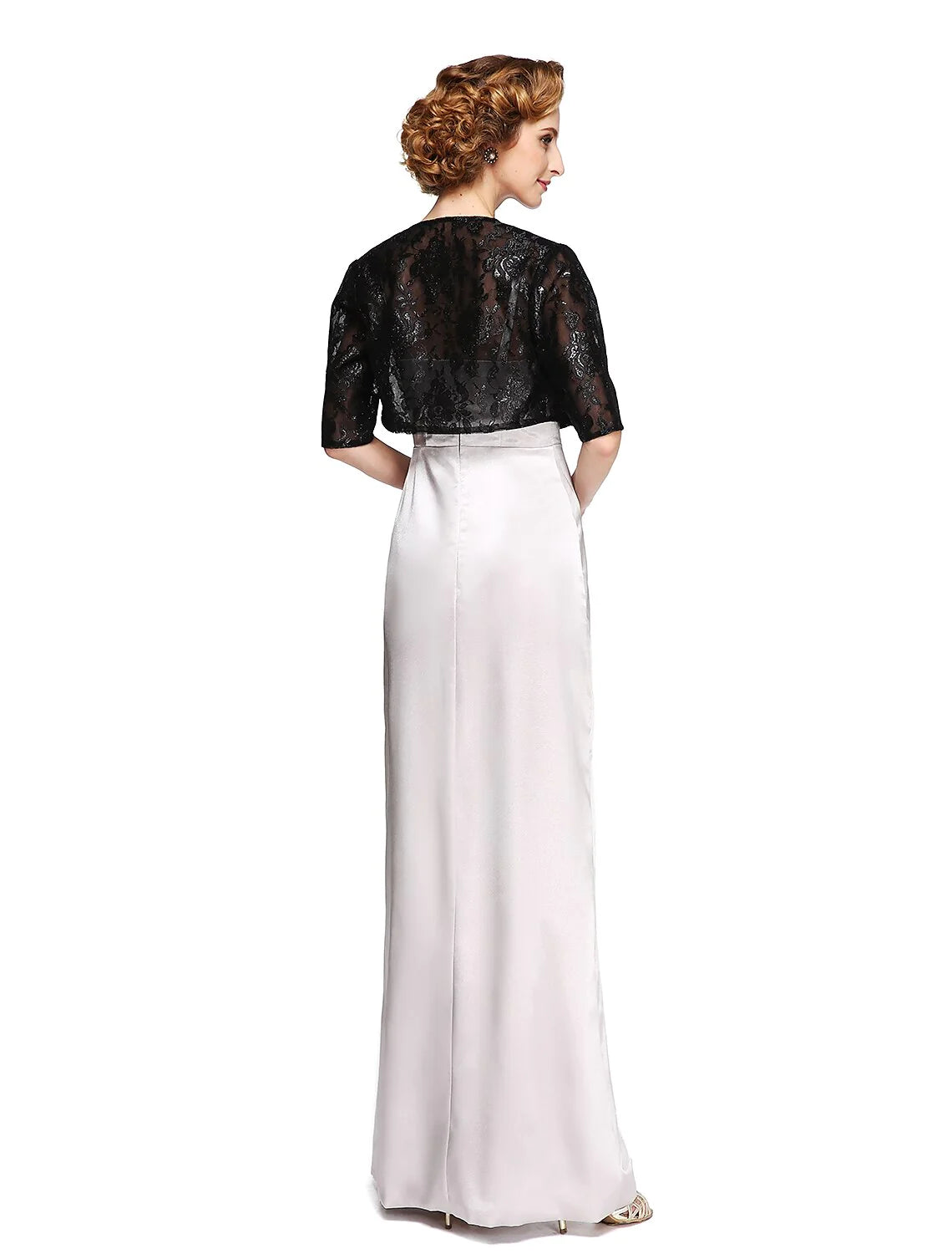 Sheath / Column Mother of the Bride Dress Two Piece Spaghetti Strap Floor Length Stretch Satin Sleeveless yes with Pleats