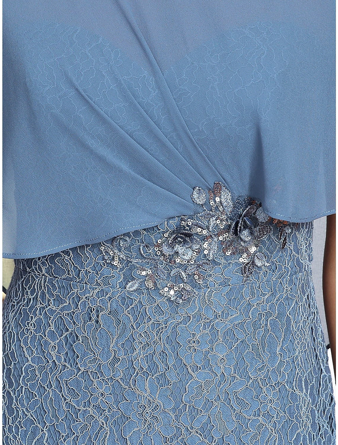 Mermaid / Trumpet Wedding Guest Dresses Elegant Dress Formal Floor Length Sleeveless Jewel Neck Capes Lace with Appliques