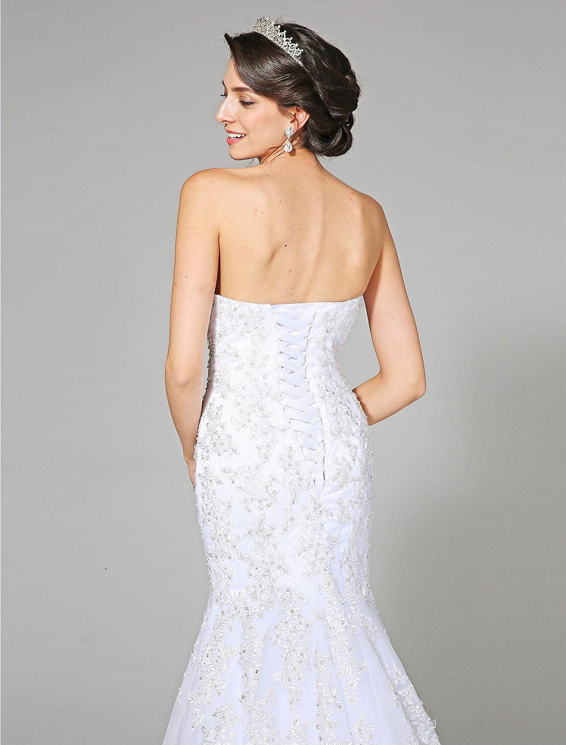 Wedding Dresses Mermaid / Trumpet Sweetheart Sleeveless Sweep / Brush Train Tulle Bridal Gowns With Crystal Beading