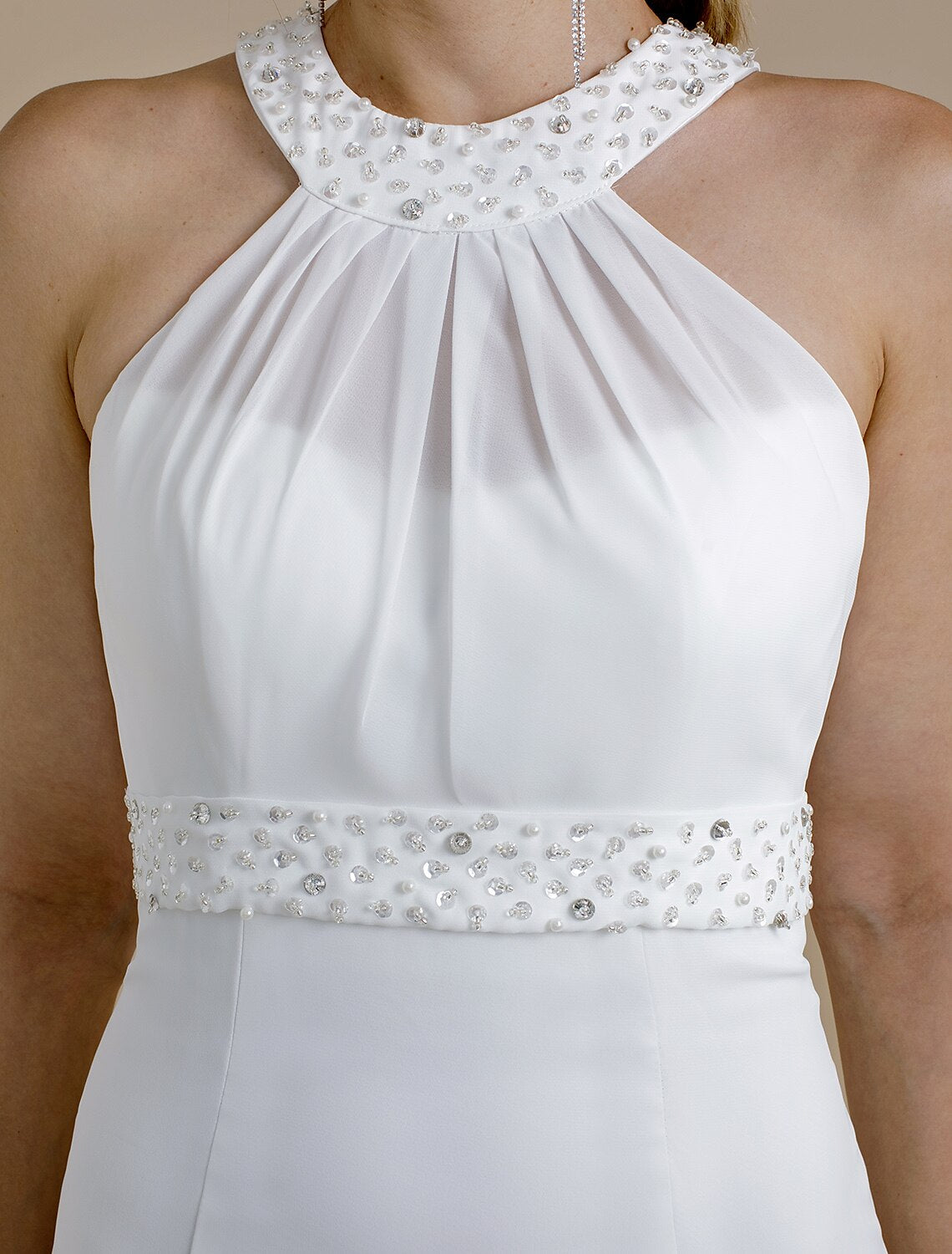 Mermaid / Trumpet Wedding Dresses Halter Neck Court Train Chiffon Regular Straps Sexy Backless with Beading