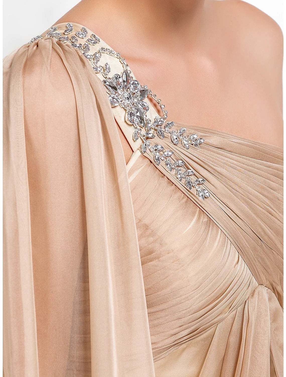 DingjiSheath / Column Elegant Formal Evening Black Tie Gala Dress One Shoulder Sleeveless Floor Length Chiffon with Criss Cross Crystals