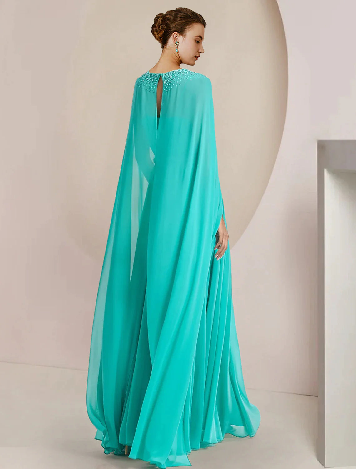 Two Piece Jumpsuits Jumpsuit / Pantsuit Mother of the Bride Dress Formal Wedding Guest Elegant Scoop Neck Tea Length Chiffon Sleeveless with Beading Appliques