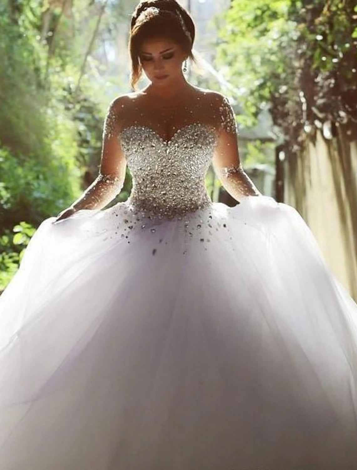 Engagement Formal Fall Wedding Dresses Sparkle & Shine Ball Gown Sweetheart Strapless Court Train Satin Bridal Gowns With Crystals Beading Summer Wedding Party