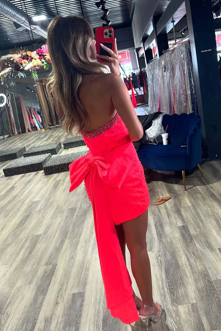 Strapless Homecoming Dress with Bow