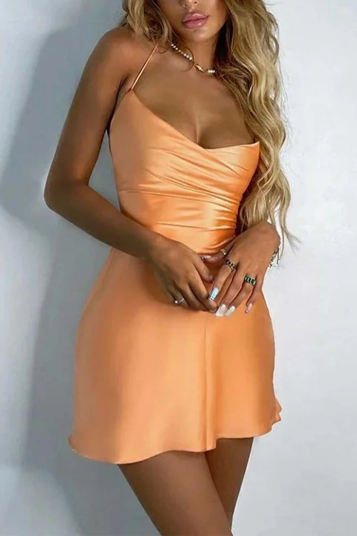 Orange Backless Homecoming Party Dress