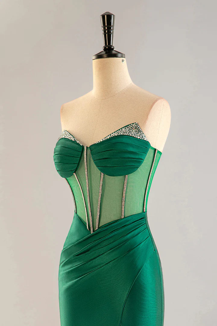 Strapless Sheer Corset Bodice Homecoming Dress with