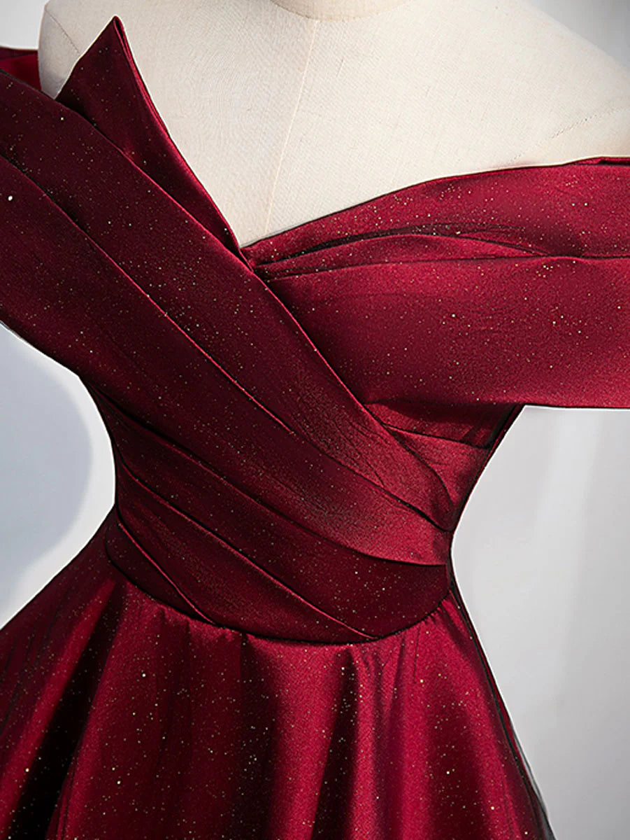 Burgundy Satin Long Prom Dress Burgundy Evening Dresses