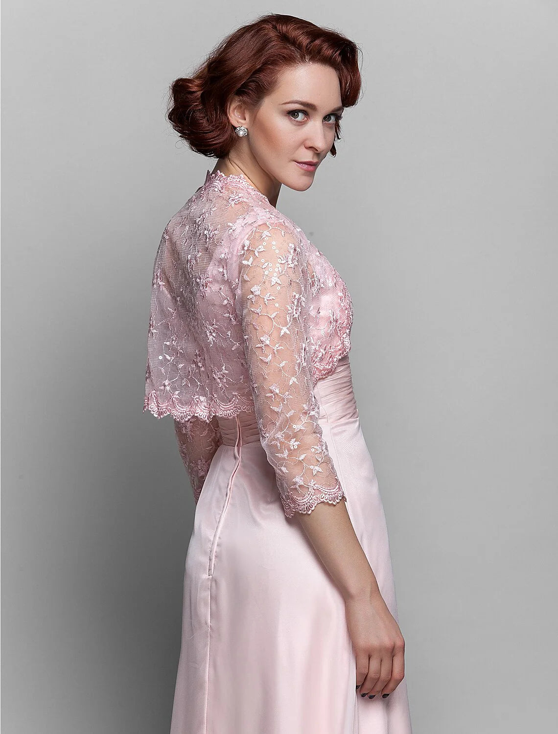 DingjiSheath / Column Mother of the Bride Dress V Neck Ankle Length Chiffon Lace 3/4 Length Sleeve with Bow(s) Ruched