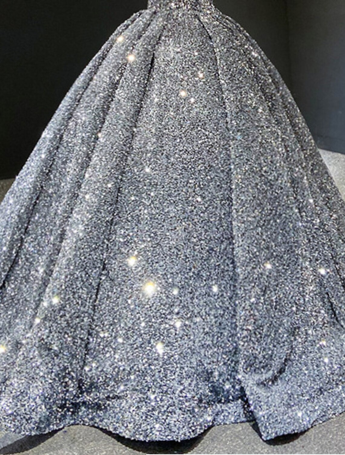 Ball Gown Prom Dresses Luxurious Dress Quinceanera Prom Floor Length Long Sleeve V Neck Sequined with Pleats Sequin
