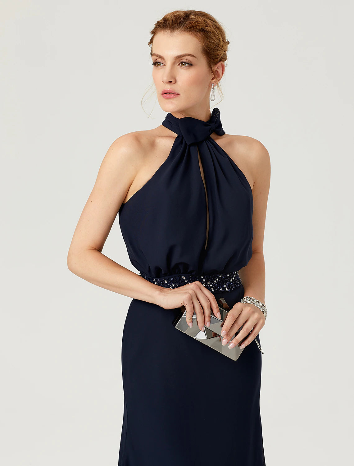 Mermaid / Trumpet Evening Gown Sparkle Dress Wedding Guest Prom Floor Length Sleeveless Jewel Neck Sequined with Sequin