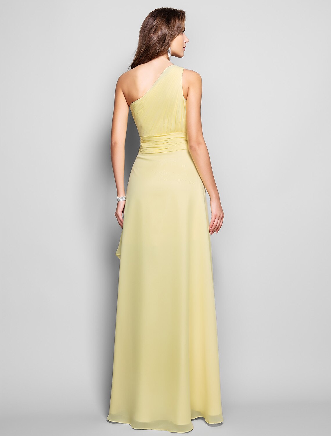 Sheath / Column Elegant Dress Wedding Guest Asymmetrical Sleeveless One Shoulder Chiffon with Beading Slit Appliques