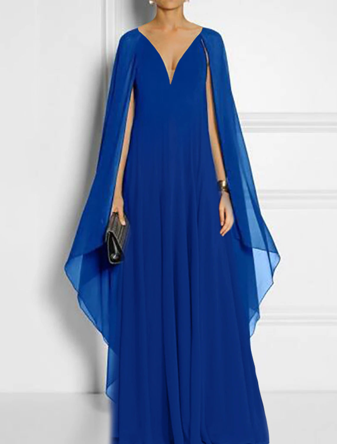 Sheath Black Dress Evening Gown Black Dress Vintage Engagement Formal Evening Court Train Sleeveless V Neck Chiffon with Pleats