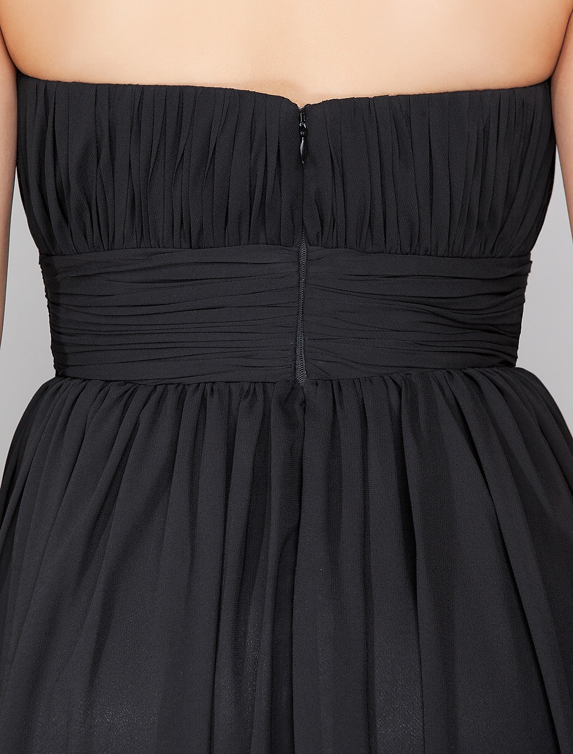 A-Line Open Back Keyhole Formal Evening Wedding Party Military Ball Dress High Neck Sleeveless Floor Length Chiffon with Beading