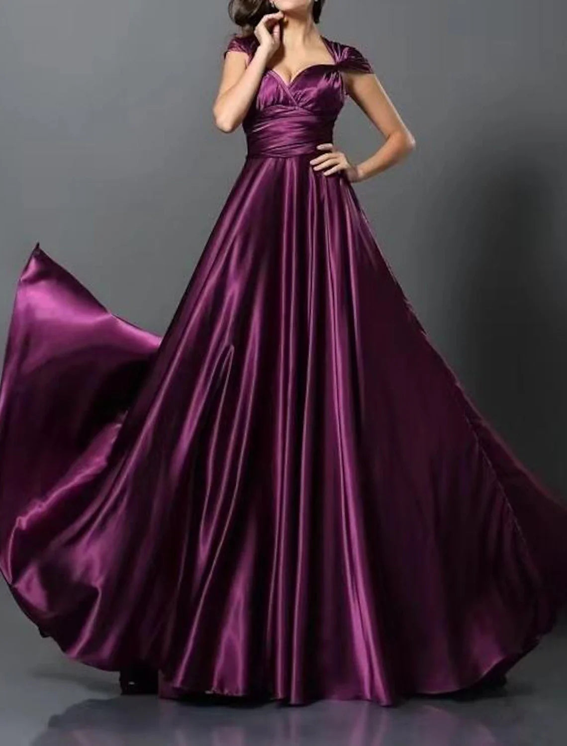 DingjiA-Line Wedding Guest Dresses Convertible Infinity Dress Party Wear Court Train Sleeveless One Shoulder Convertible Cotton Backless with Glitter Pleats Ruched