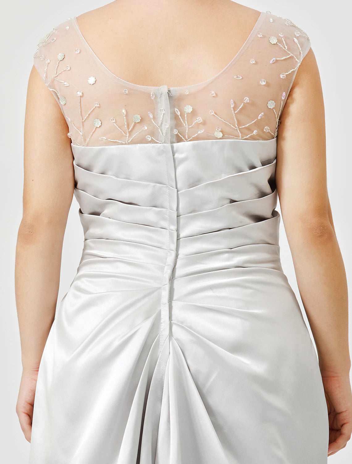 Sheath / Column Mother of the Bride Dress Classic & Timeless Elegant & Luxurious Plus Size Jewel Neck Floor Length Satin Sleeveless No with Pleats Crystals