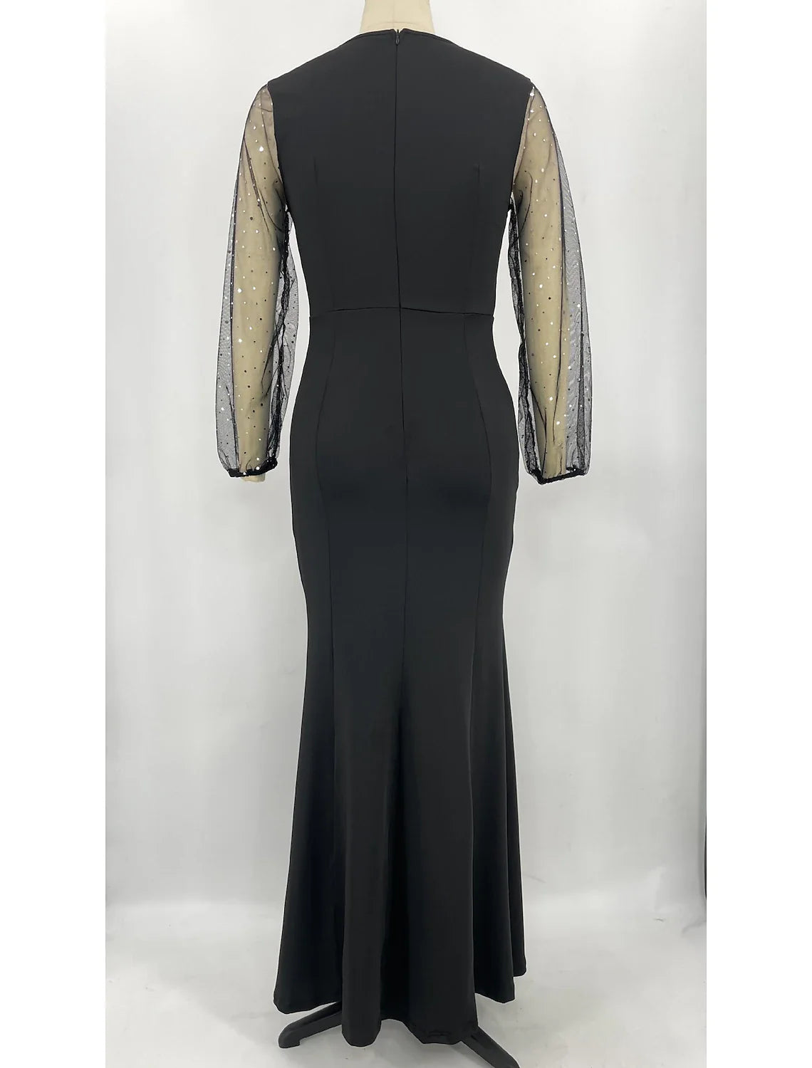 DingjiMermaid / Trumpet Party Dresses Sparkle & Shine Dress Formal Floor Length Long Sleeve Jewel Neck Spandex with Rhinestone Crystals