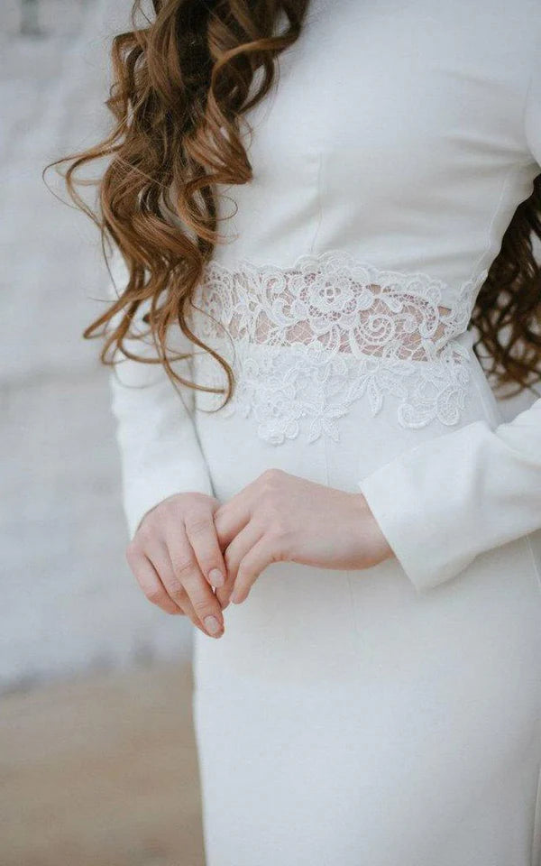Long Sleeve Mermaid Dress With Appliqued Waist