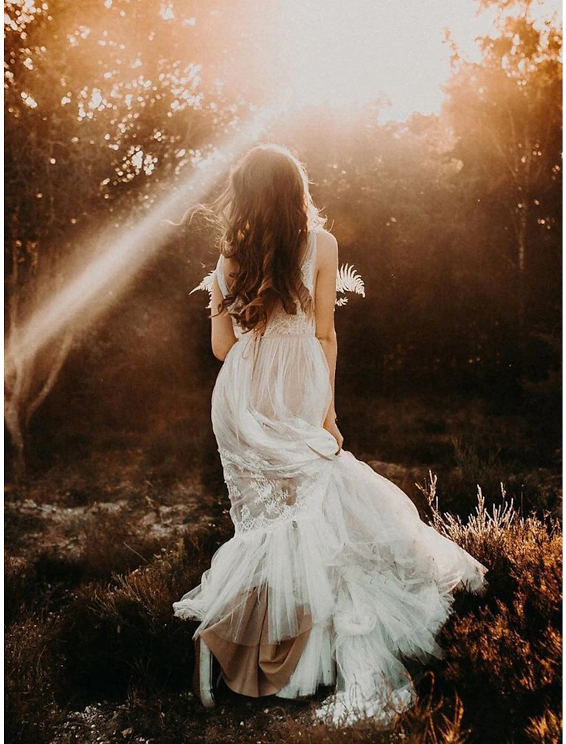 Beach Boho Wedding Dresses A-Line V Neck Sleeveless Court Train Lace Bridal Gowns With Lace Summer Fall Wedding Party , Women's Clothing