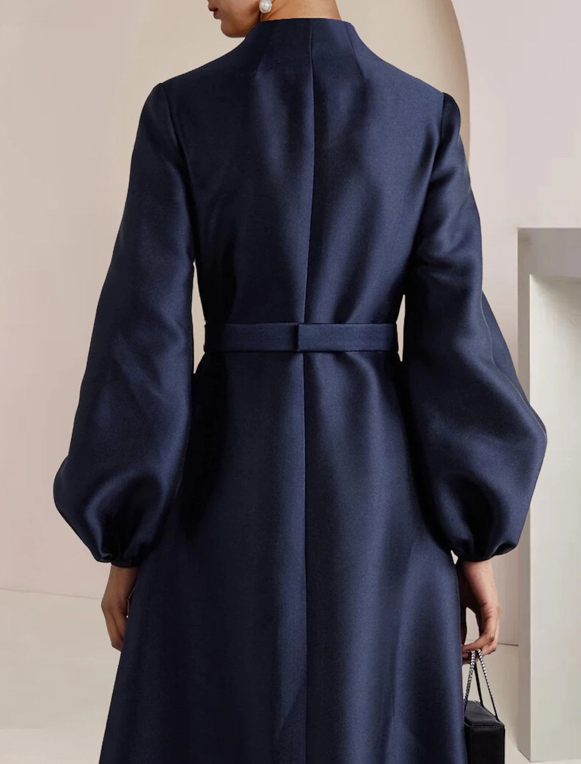 A-Line Mother of the Bride Dress Wedding Guest Elegant Party V Neck Floor Length Satin Long Sleeve with Pearls Crystal Brooch