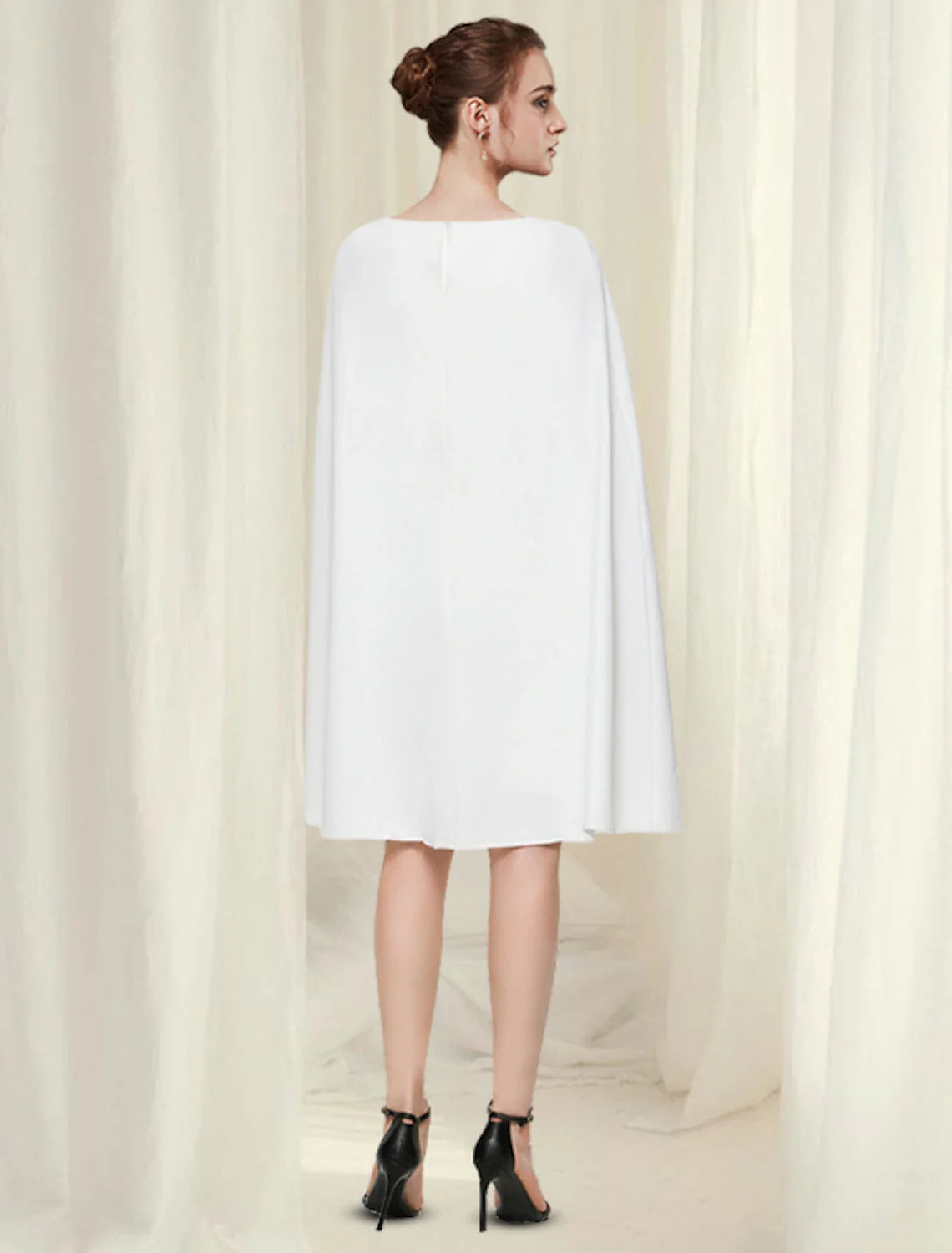 DingjiSheath / Column Cocktail Dresses Minimalist Dress Party Wear Wedding Guest Knee Length Sleeveless Jewel Neck Chiffon with Sleek