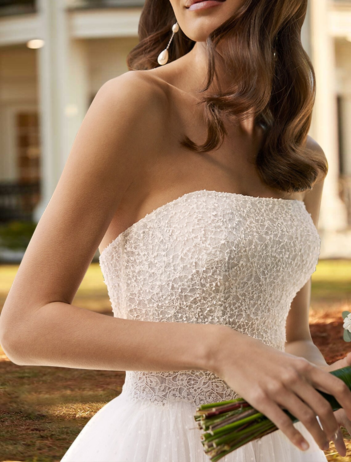 Bridal Shower Vintage 1940s / 1950s Little White Dresses Wedding Dresses Ball Gown Off Shoulder Short Sleeve Ankle Length Lace Bridal Gowns With Appliques