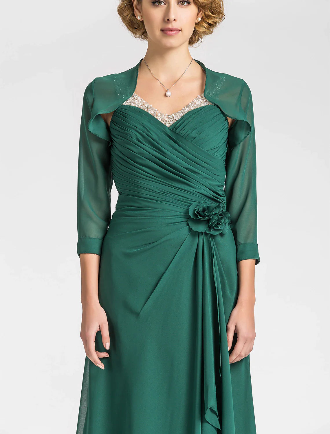 Sheath / Column Mother of the Bride Dress V Neck Floor Length Chiffon Sleeveless with Criss Cross Beading Draping