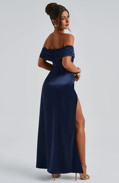 Sexy A-line Off The Shoulder Pleated Front Slit Formal Prom Dress