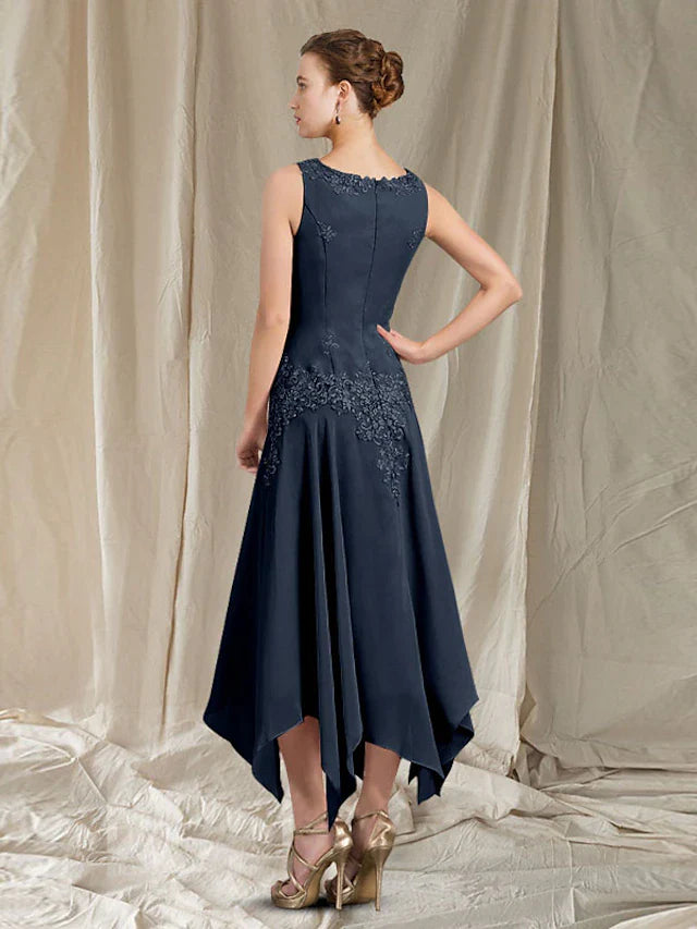 DingjiTwo Piece A-Line Mother of the Bride Dress Elegant V Neck Ankle Length Chiffon Lace Sleeveless Wrap Included with Pleats Appliques