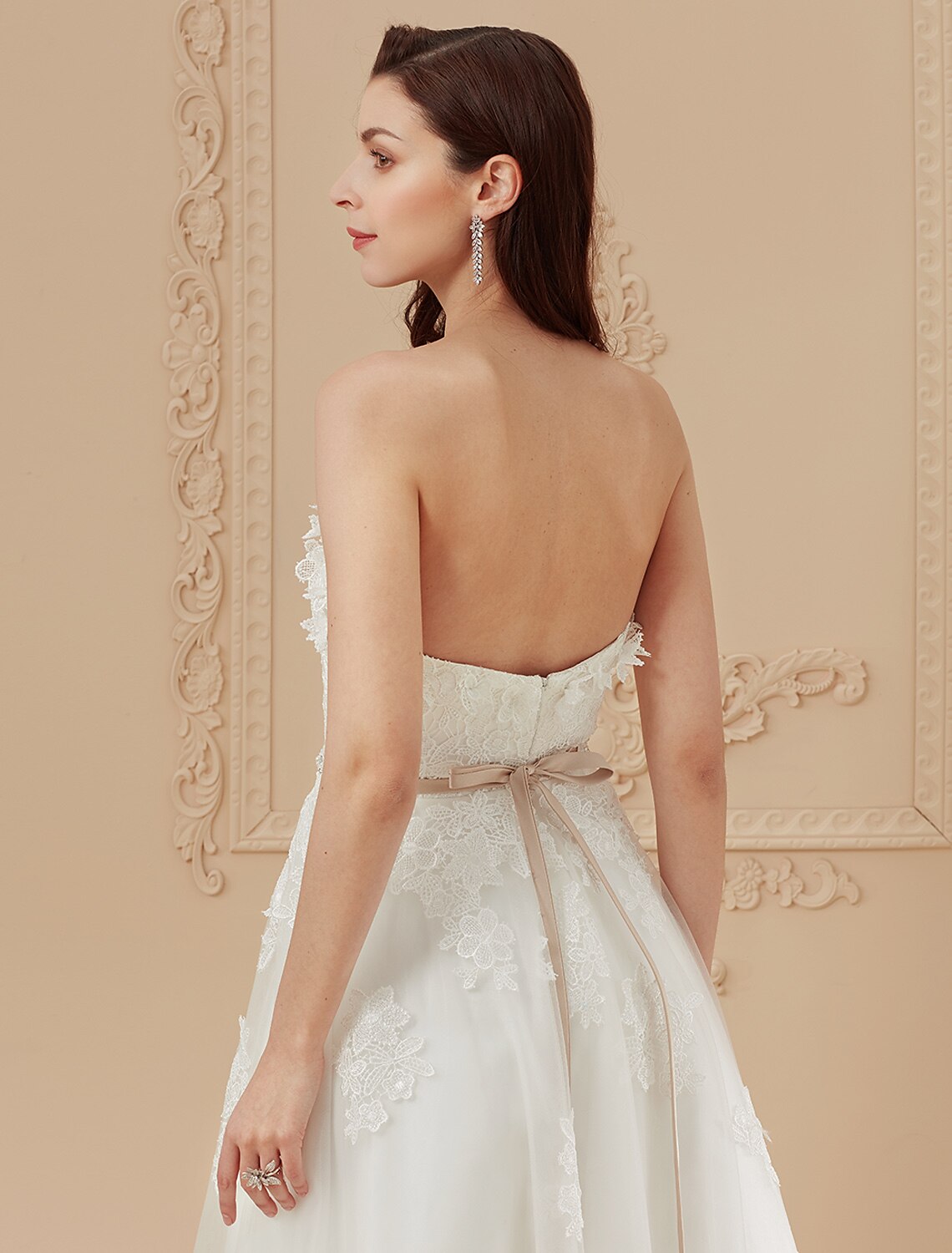 Reception Wedding Dresses A-Line Sweetheart Sleeveless Ankle Length Tulle Bridal Gowns With Sashes / Ribbons Beading