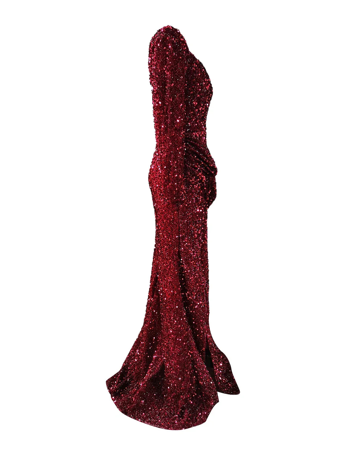 DingjiMermaid / Trumpet Evening Gown Sparkle Dress Wedding Guest Formal Evening Sweep / Brush Train Long Sleeve Scoop Neck Sequined with Sequin Slit