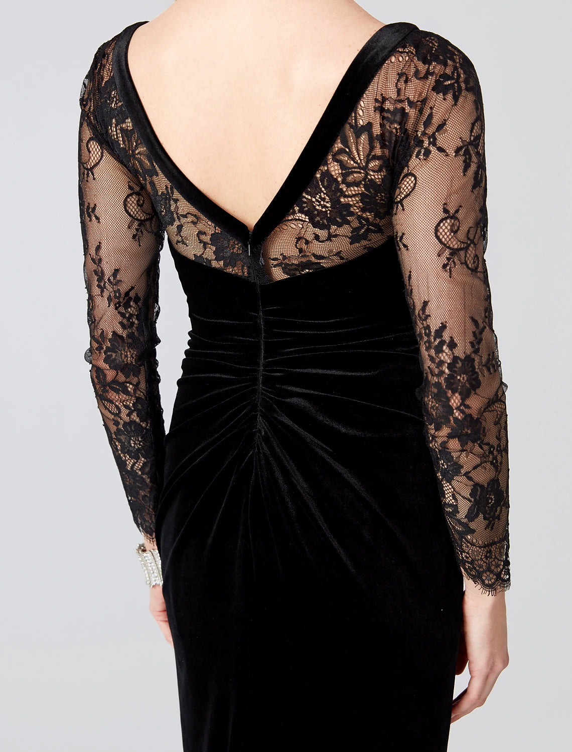 Mermaid / Trumpet Minimalist Dress Holiday Cocktail Party Ankle Length Long Sleeve V Neck Jersey V Back with Pleats Appliques Split Front