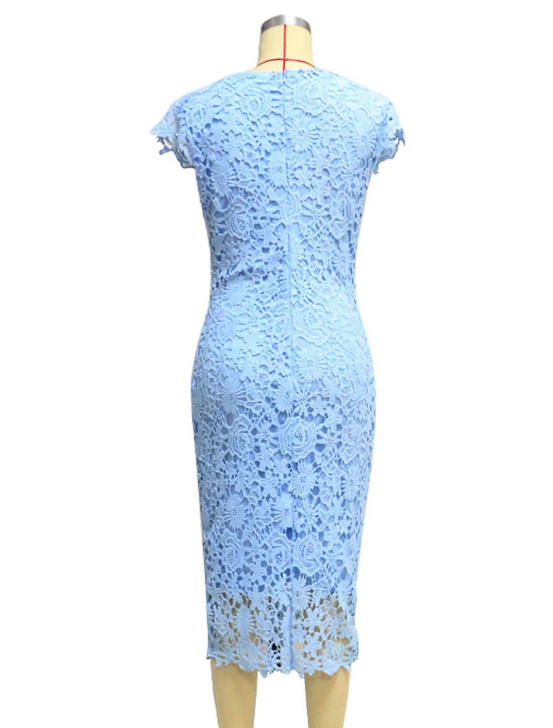 DingjiSheath / Column Cocktail Dresses Vintage Dress Wedding Guest Tea Length Short Sleeve Jewel Neck Lace with Lace Insert Pure Color